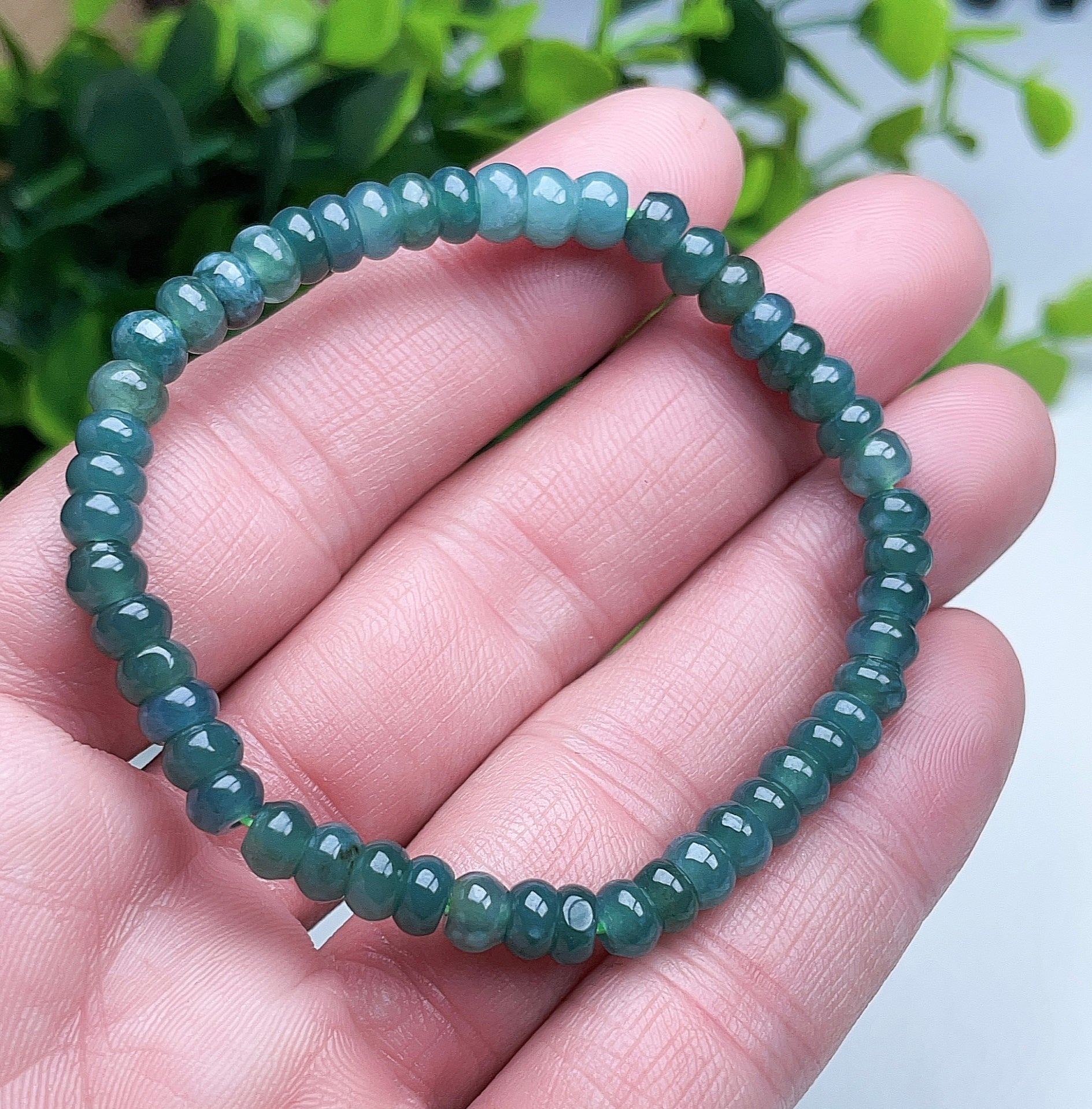 Natural Jade 5.5mm Abacus Bead Bracelet