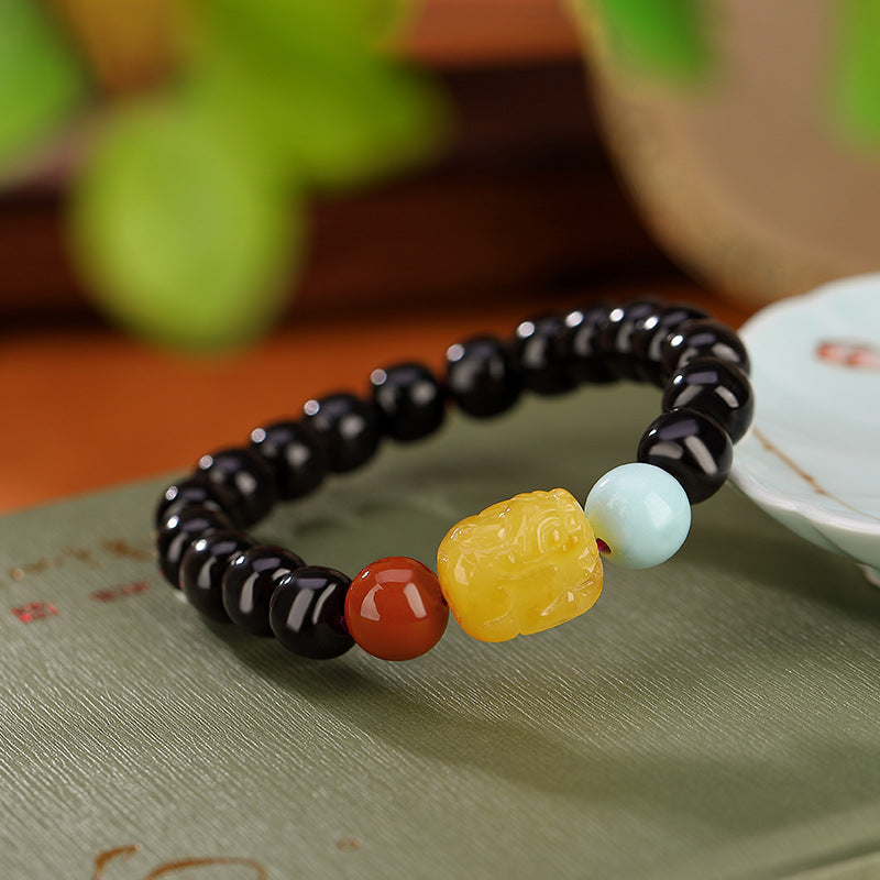 Nanhong Hetian Black Jade Fengshui Pixiu Bracelet