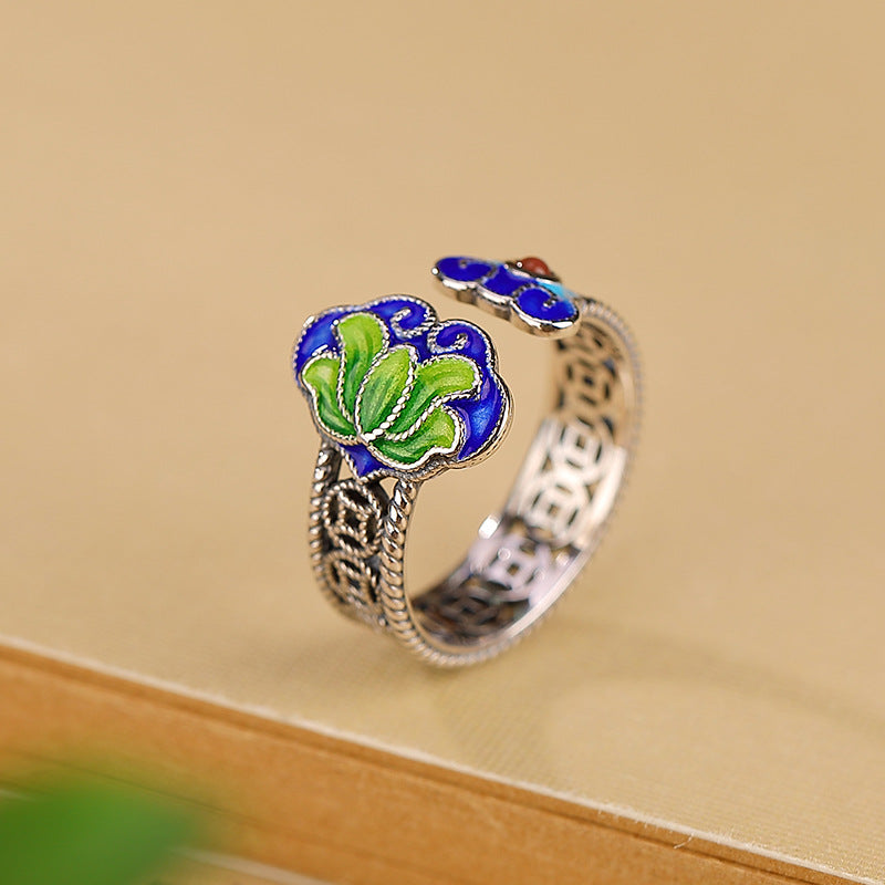 S925 sterling silver lotus ring