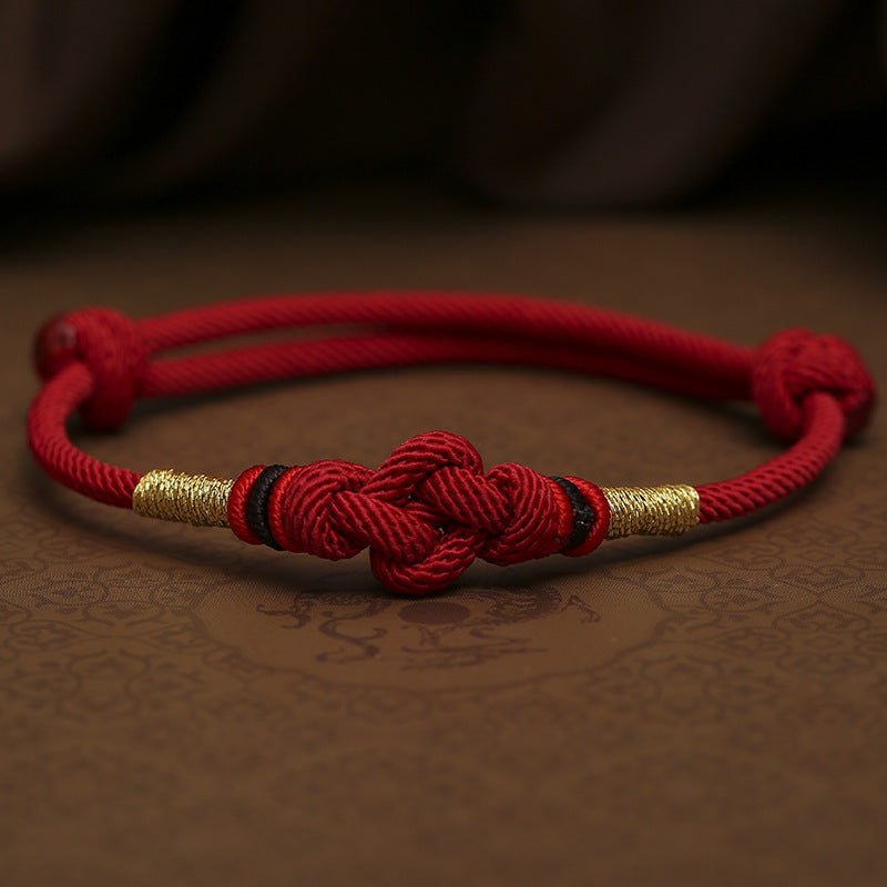 Red String Jade Luck Fortune Knot Braided Couple Bracelet