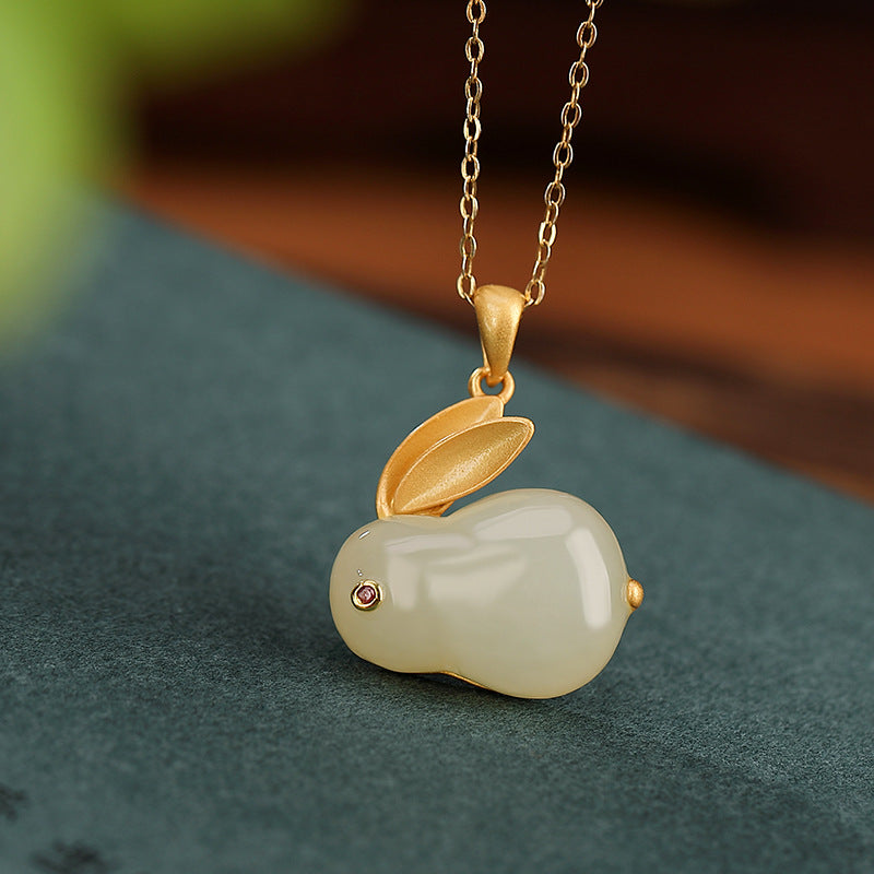 S925 sterling silver gold-plated Hetian jade small reunion jewelry