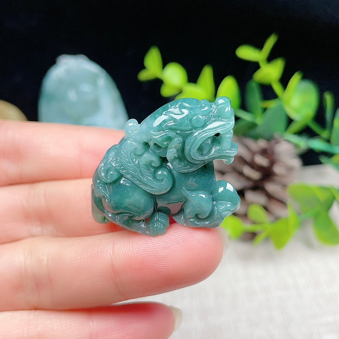 Natural Burmese Jade Kylin Pendant