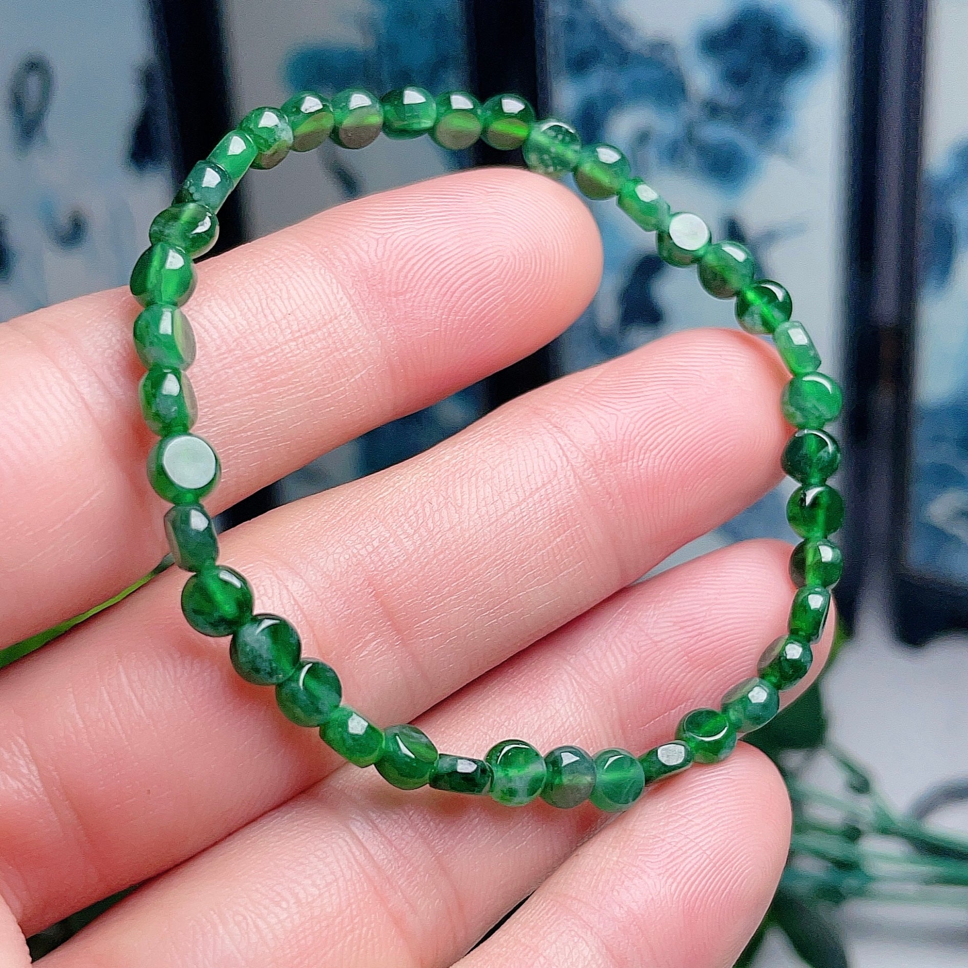 Natural jadeite full green bracelet