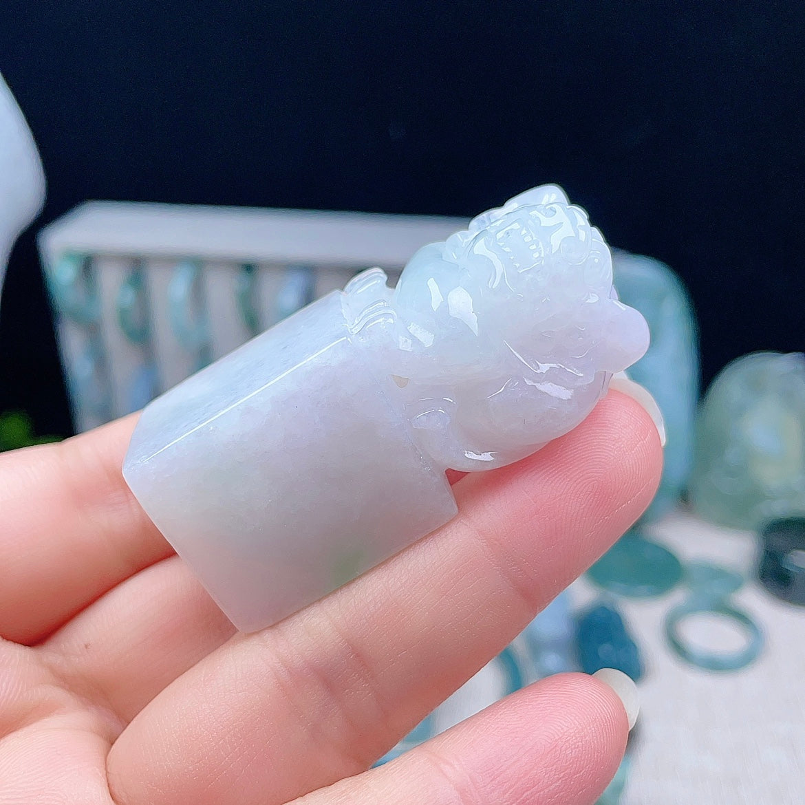 Myanmar natural jadeite Pixiu seal