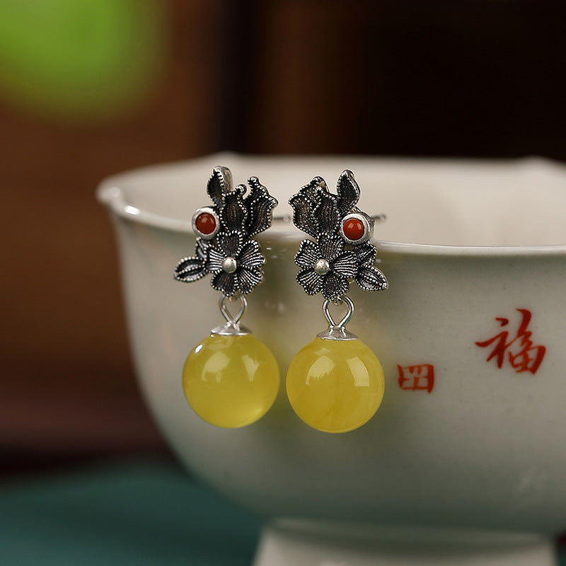 S925 sterling silver Nanhong beeswax three-piece set