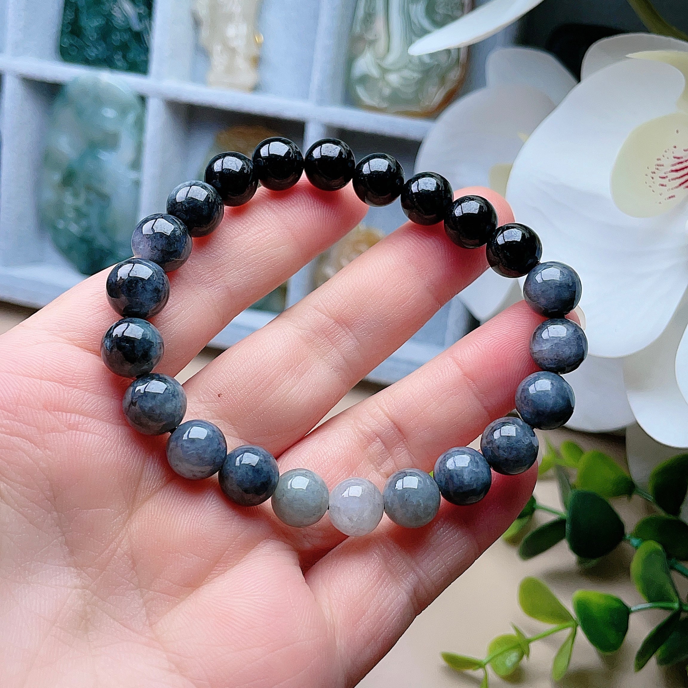 Natural Jade 9mm Black Jade Bracelet