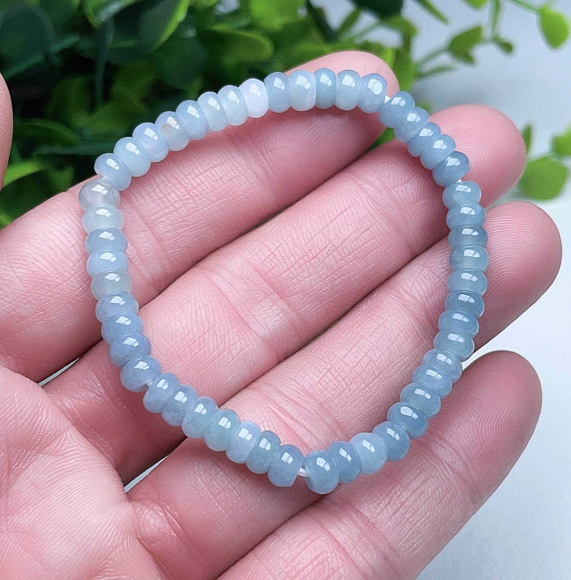 Natural Jade 5.5mm Abacus Bead Bracelet