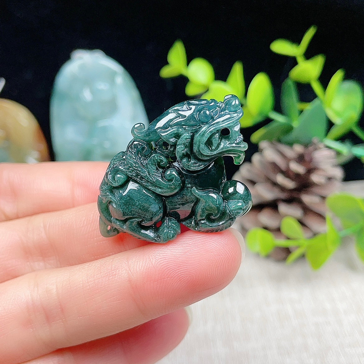 Natural Burmese Jade Kylin Pendant