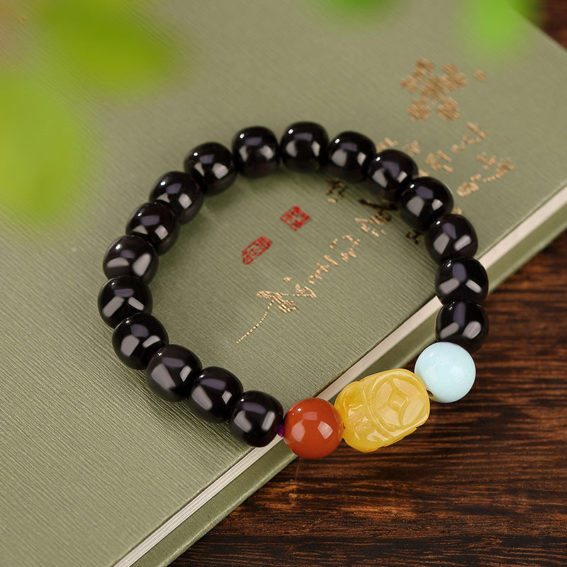 Nanhong Hetian Black Jade Fengshui Pixiu Bracelet