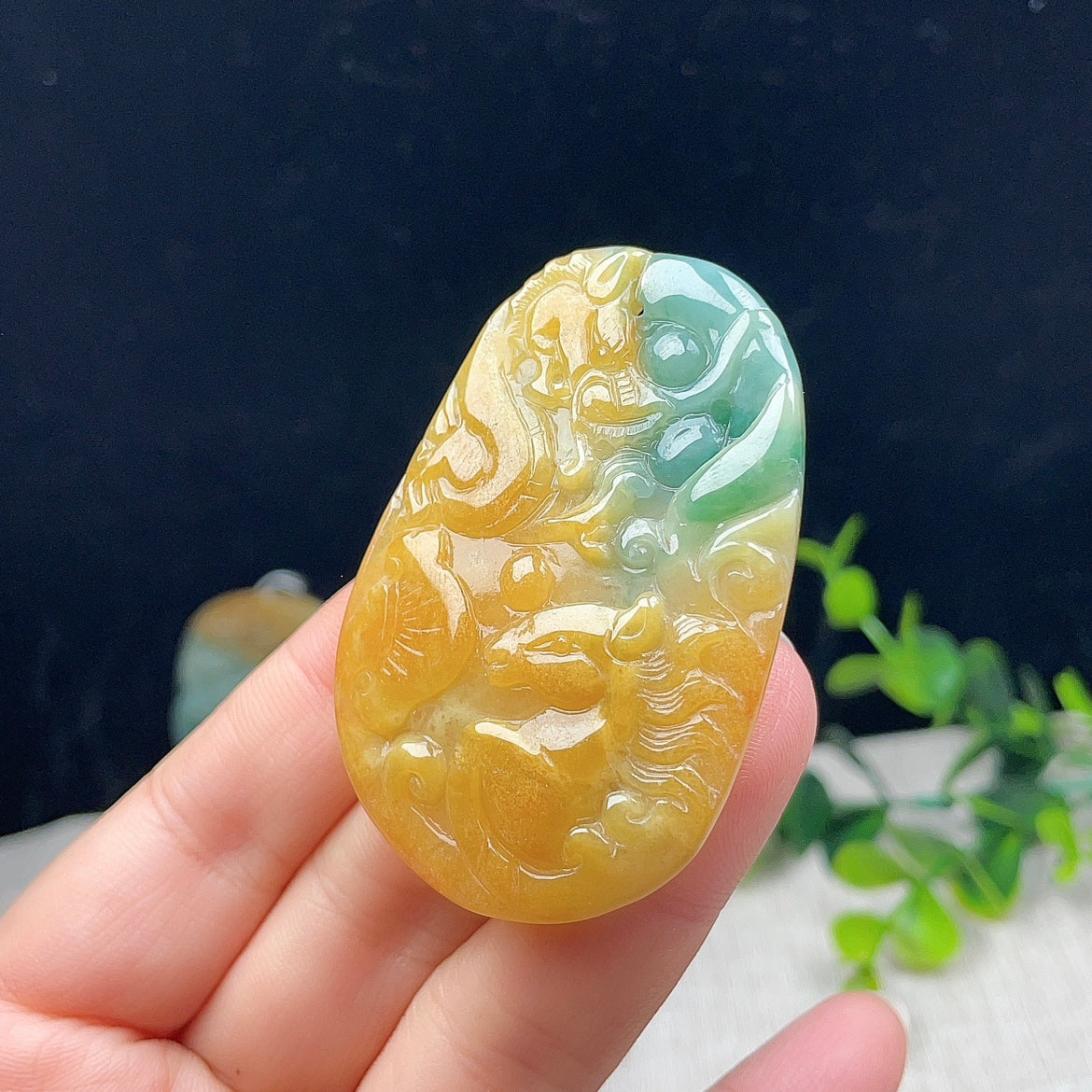 Natural Burmese Jade Dragon Horse Spirit Jade Pendant