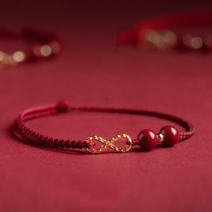 Cinnabar Blessing Red String 14K Gold Infinity Symbol Bracelet Anklet