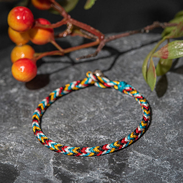 Tibet Handmade Five Color Thread Protection Braid String Bracelet