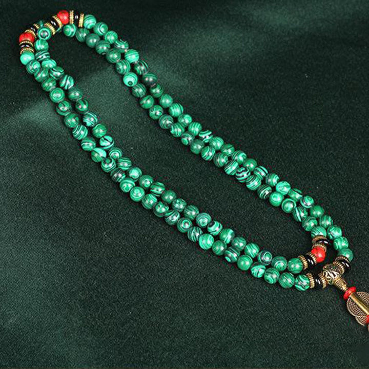 Tibetan 108 Mala Malachite Beads Bracelet Necklace