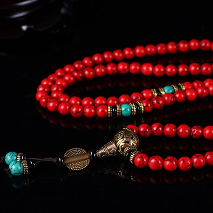 Tibetan Mala Red Turquoise Lucky Necklace Bracelet