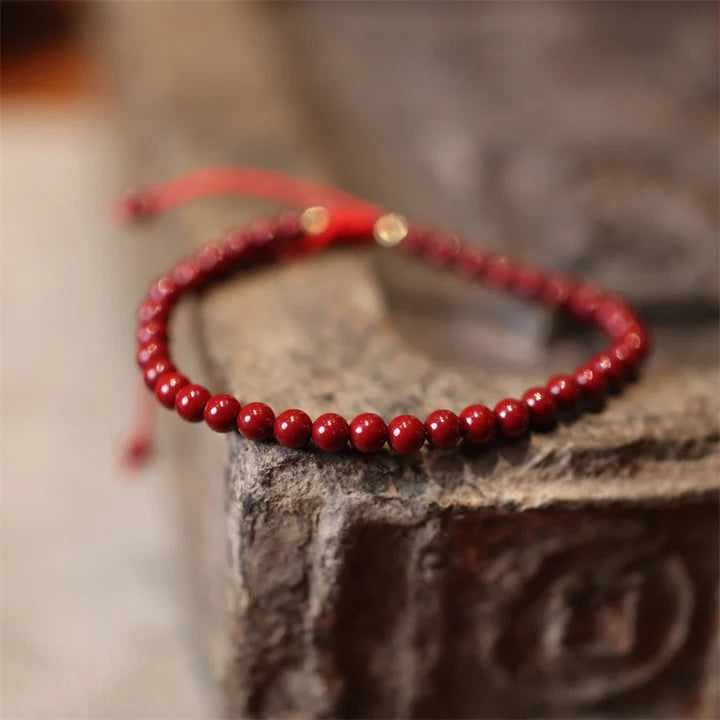 Natural Cinnabar Blessing Red String Braided Bracelet Anklet