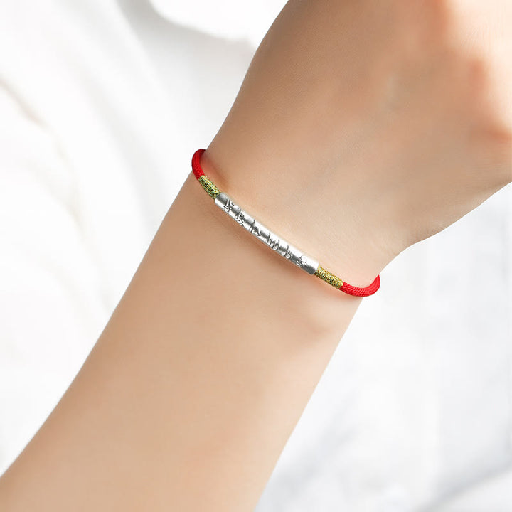 Tibetan Buddhist Handmade Mani Mantra Lucky Red String Bracelet