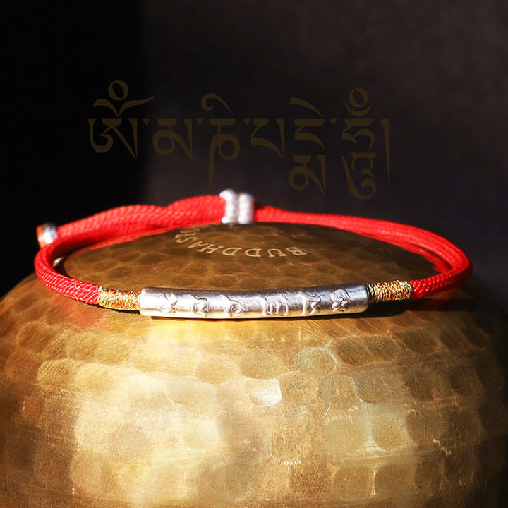 Tibetan Buddhist Handmade Mani Mantra Lucky Red String Bracelet