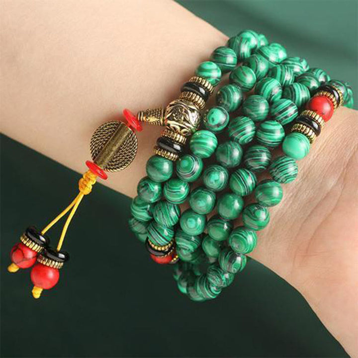 Tibetan 108 Mala Malachite Beads Bracelet Necklace