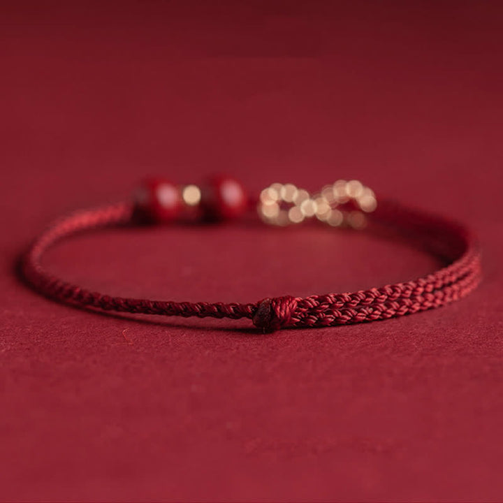 Cinnabar Blessing Red String 14K Gold Infinity Symbol Bracelet Anklet