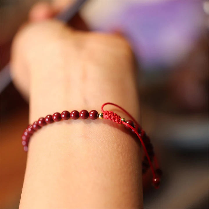 Natural Cinnabar Blessing Red String Braided Bracelet Anklet