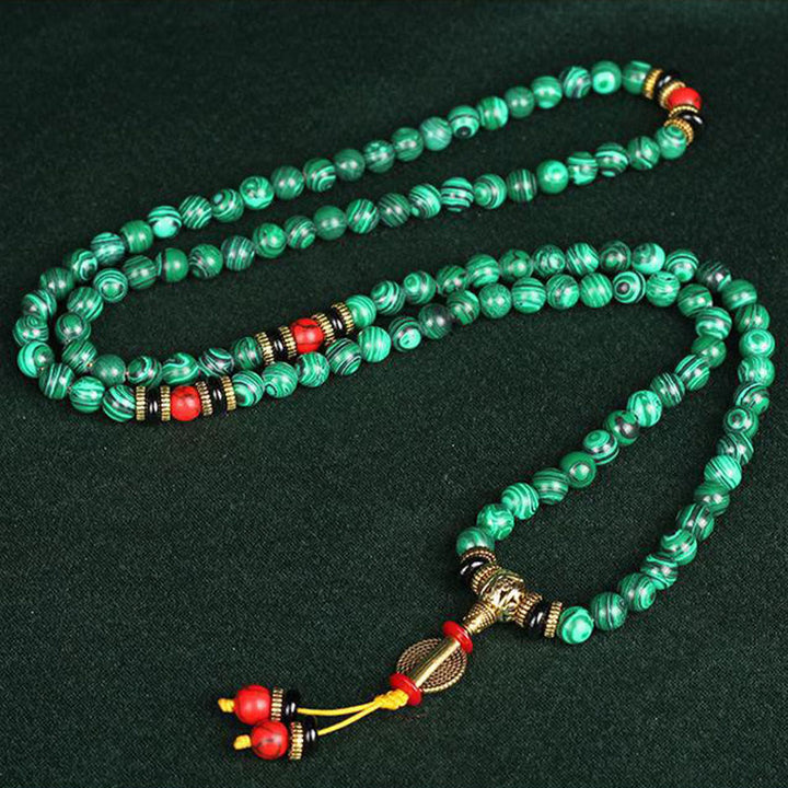 Tibetan 108 Mala Malachite Beads Bracelet Necklace