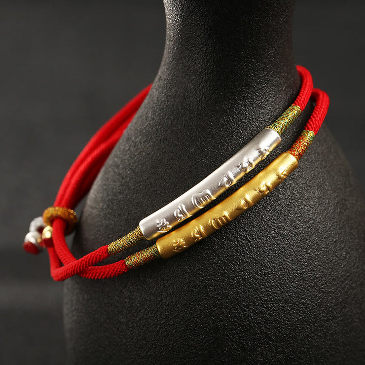 Tibetan Buddhist Handmade Mani Mantra Lucky Red String Bracelet