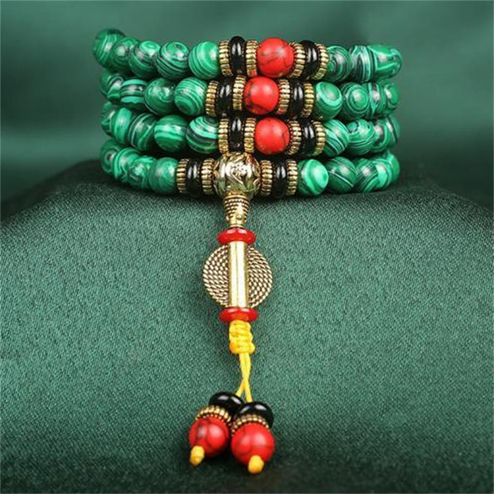 Tibetan 108 Mala Malachite Beads Bracelet Necklace