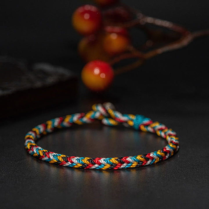 Tibet Handmade Five Color Thread Protection Braid String Bracelet