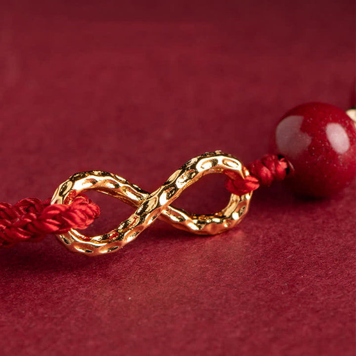 Cinnabar Blessing Red String 14K Gold Infinity Symbol Bracelet Anklet