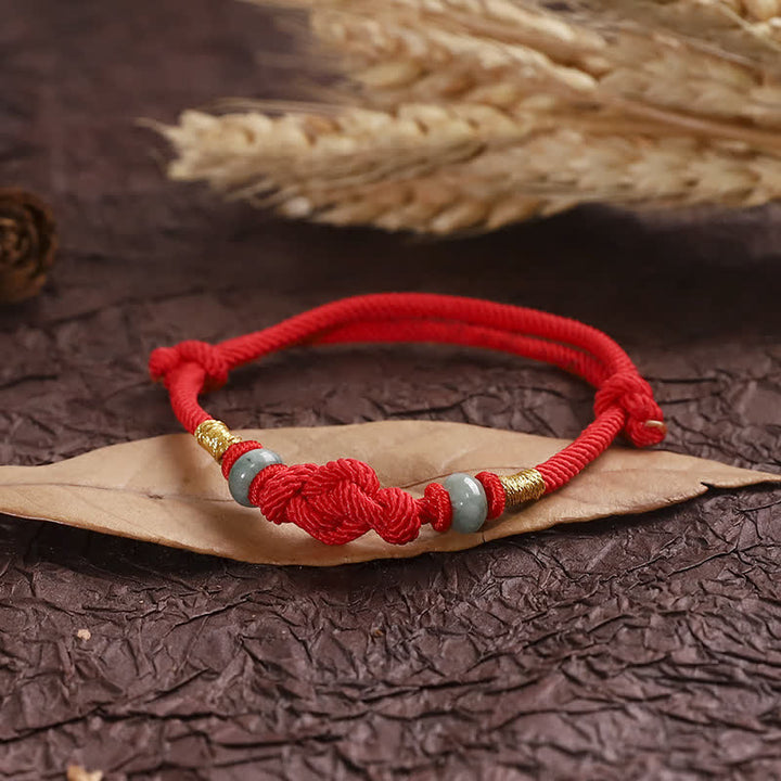 Red String Jade Luck Fortune Knot Braided Couple Bracelet